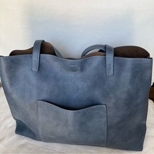 Burano Vegan Leather Blue tote